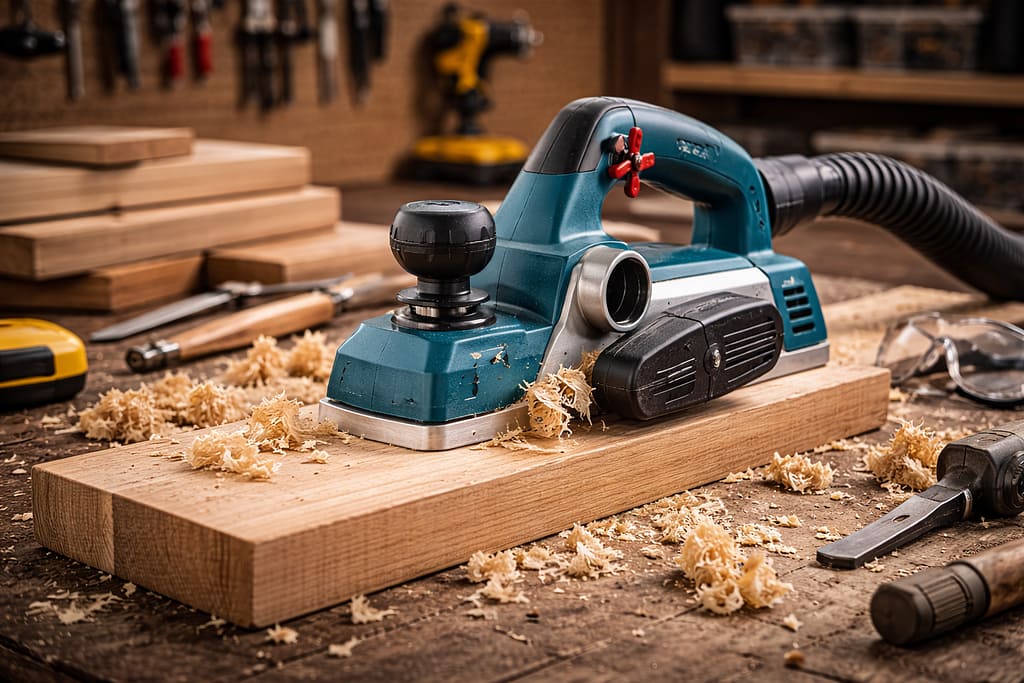 outils de bricolage pour débutant, le Rabot électrique utilisé pour des travaux de bricolage à la maison